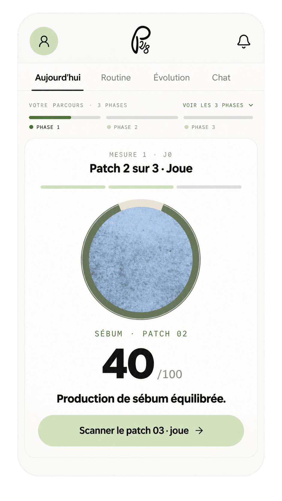 Écran de l'application : résultat du scan patch